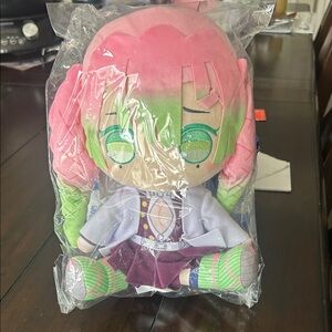 Ryu Pink & Green Anime Plush Doll - Cute School Outfit